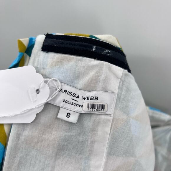 Marissa Webb Collective Blue & Green Geometric Tie Waist Strapless Top - Picture 6 of 6